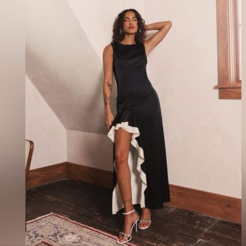 Anthropologie Black and White Asymmetrical Dress